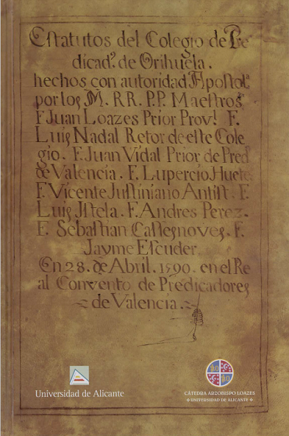 Imagen de portada del libro Estatutos del Colegio de Predicad' de Orihuela, ...