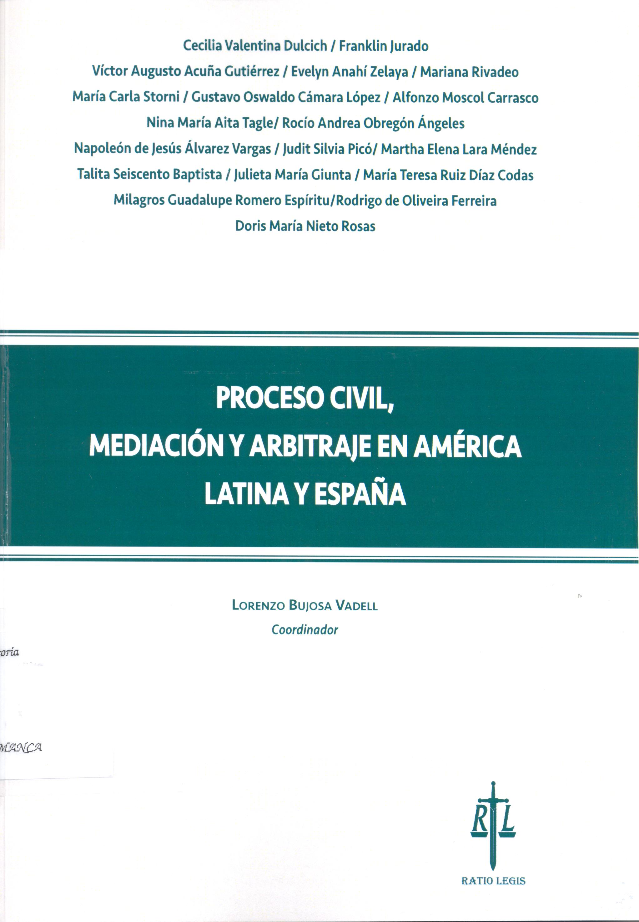 Imagen de portada del libro Proceso civil, mediación y arbitraje en América Latina y España