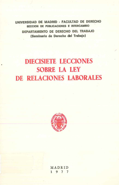 Imagen de portada del libro Diecisiete lecciones sobre la Ley de relaciones laborales