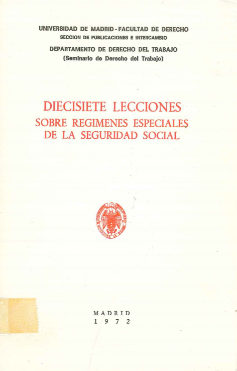 Imagen de portada del libro Diecisiete lecciones sobre regímenes especiales de la seguridad social
