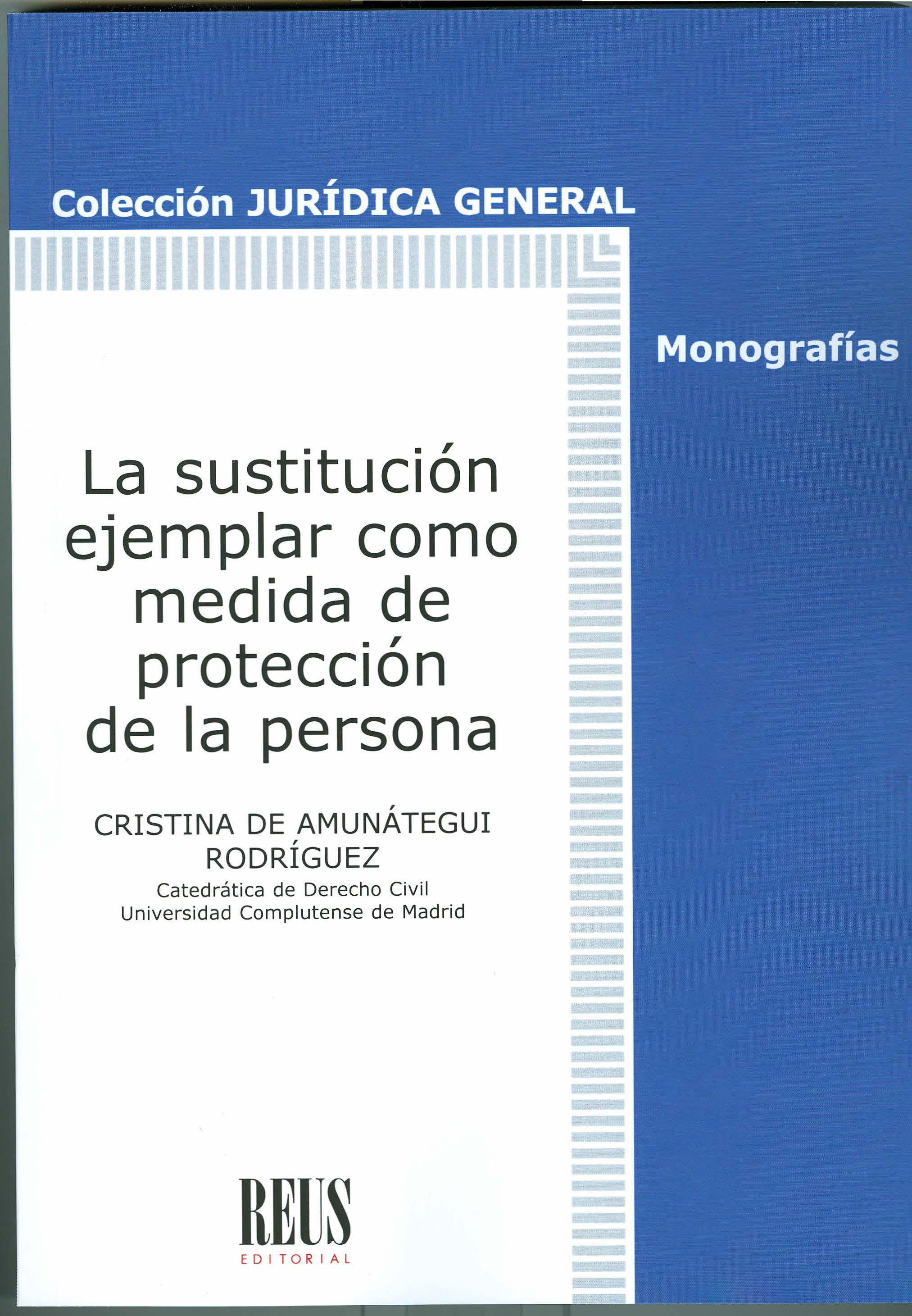 Imagen de portada del libro La sustitución ejemplar como medida de protección de la persona