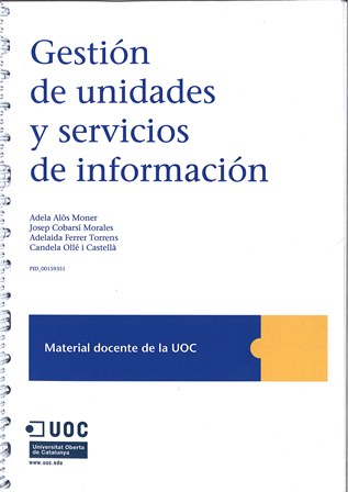 Imagen de portada del libro Gestión de unidades y servicios de información