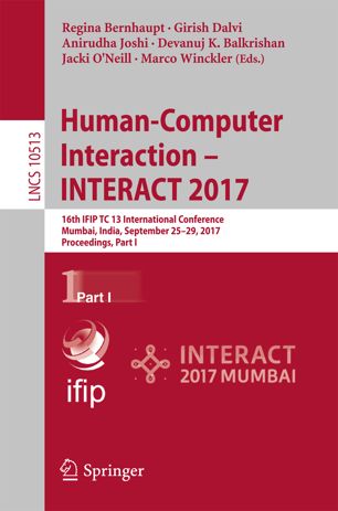 Imagen de portada del libro Human-Computer Interaction - INTERACT 2017