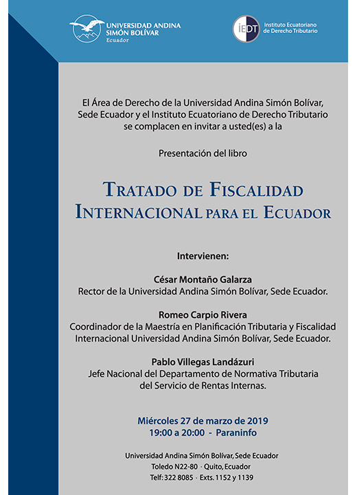 Imagen de portada del libro Tratado de fiscalidad internacional para el Ecuador