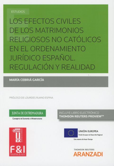 Imagen de portada del libro Los efectos civiles de los matrimonios religiosos no católicos en el ordenamiento jurídico español