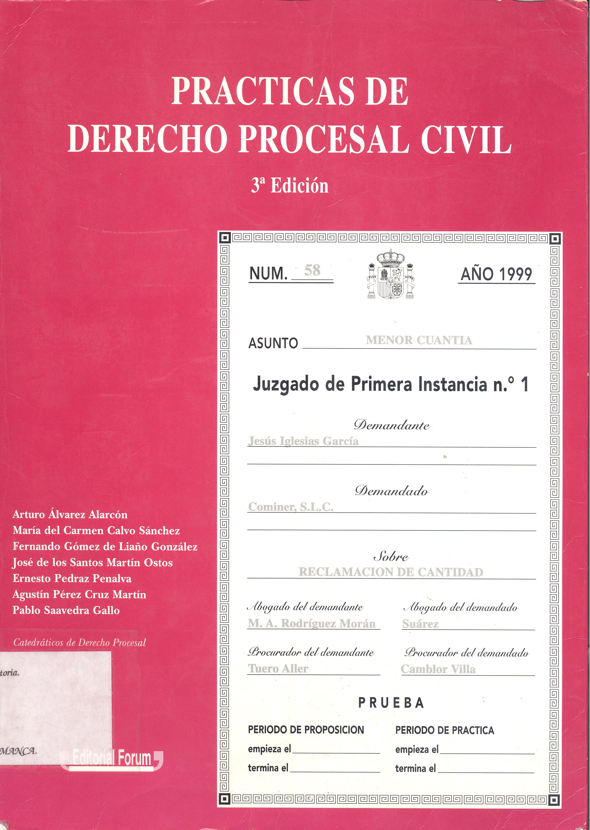 Imagen de portada del libro Prácticas de derecho procesal civil