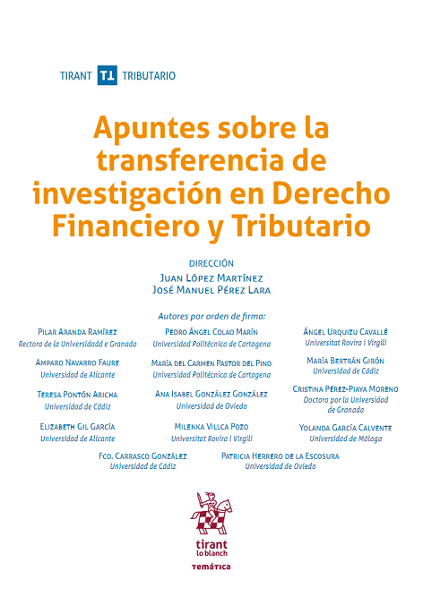 Imagen de portada del libro Apuntes sobre la transferencia de investigación en derecho financiero y tributario