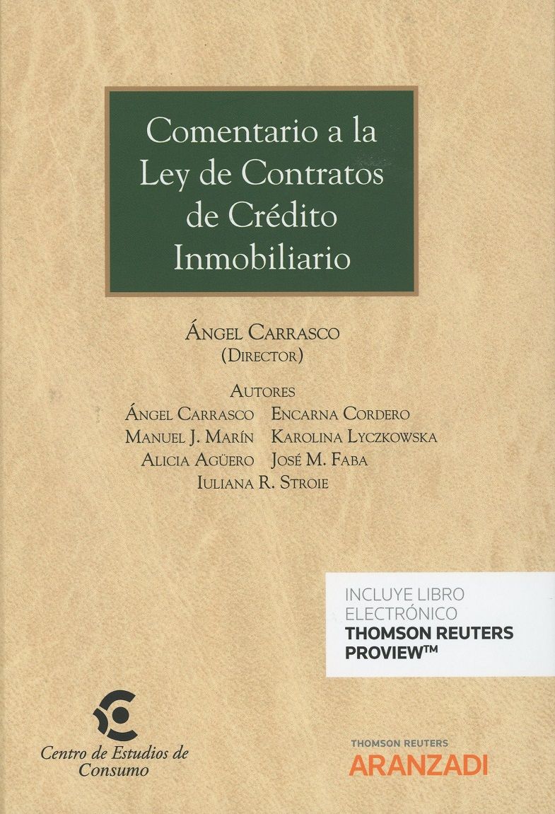 Imagen de portada del libro Comentario a la Ley de Contratos de Crédito Inmobiliario