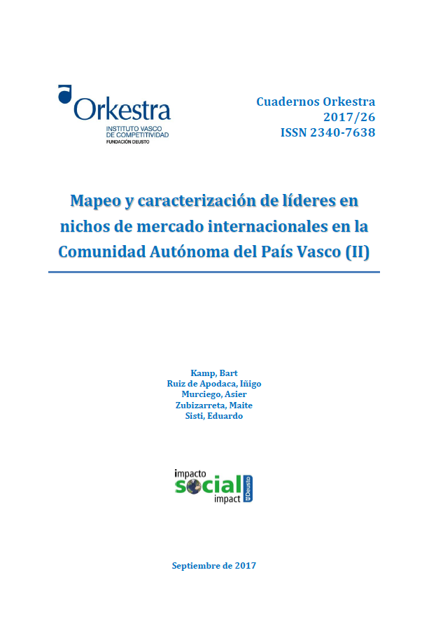 Imagen de portada del libro Mapeo y caracterización de líderes en nichos de mercado internacionales en la Comunidad Autónoma del País Vasco (II)