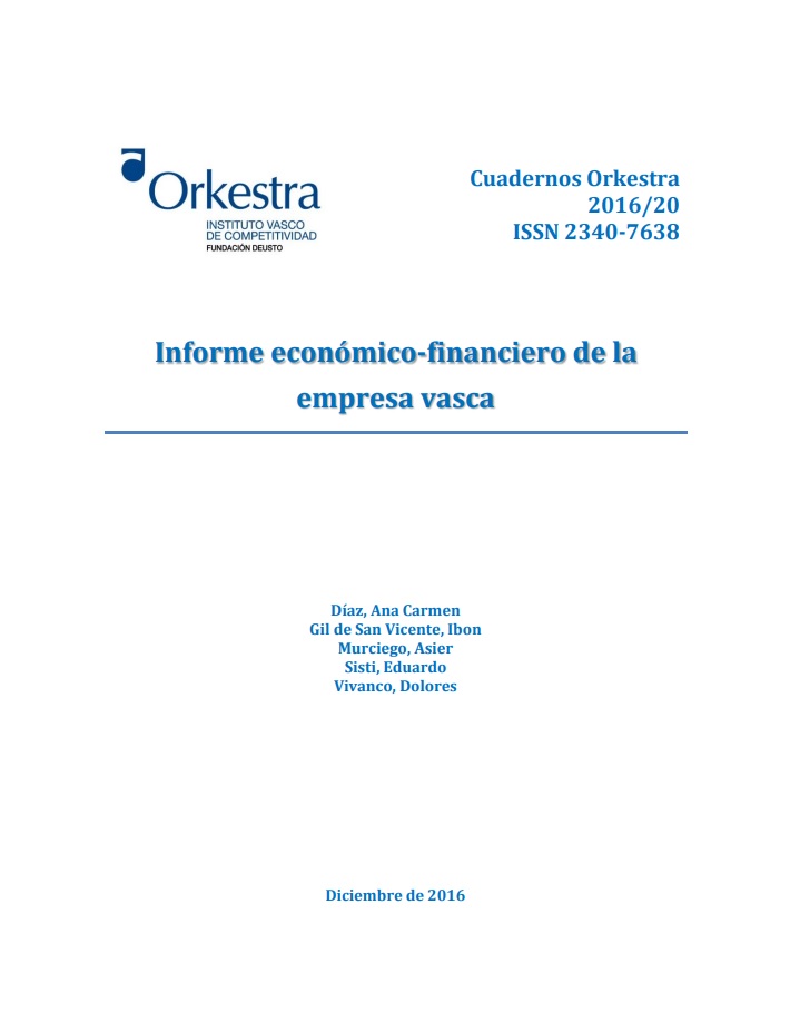 Imagen de portada del libro Informe económico-financiero de la empresa vasca