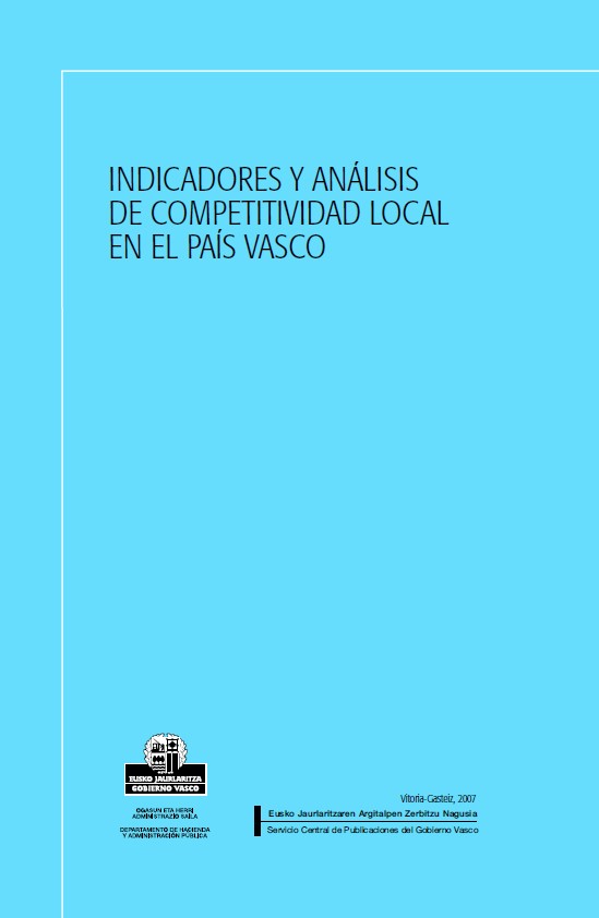 Imagen de portada del libro Indicadores y análisis de competitividad local en el País Vasco