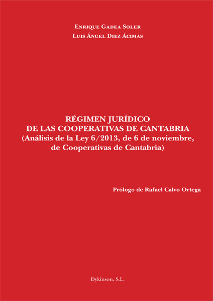 Imagen de portada del libro Régimen jurídico de las cooperativas de Cantabria