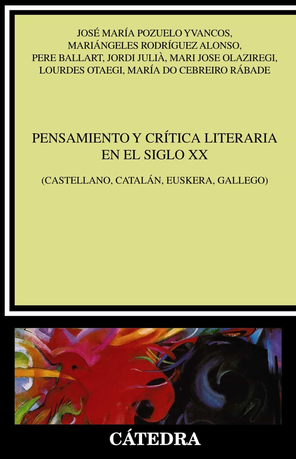 Imagen de portada del libro Pensamiento y crítica literaria en el siglo XX