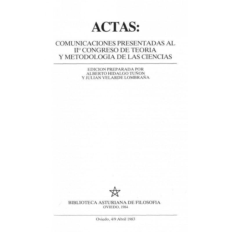 Imagen de portada del libro Comunicaciones presentadas al II Congreso de Teoría y Metodología de las Ciencias. Actas