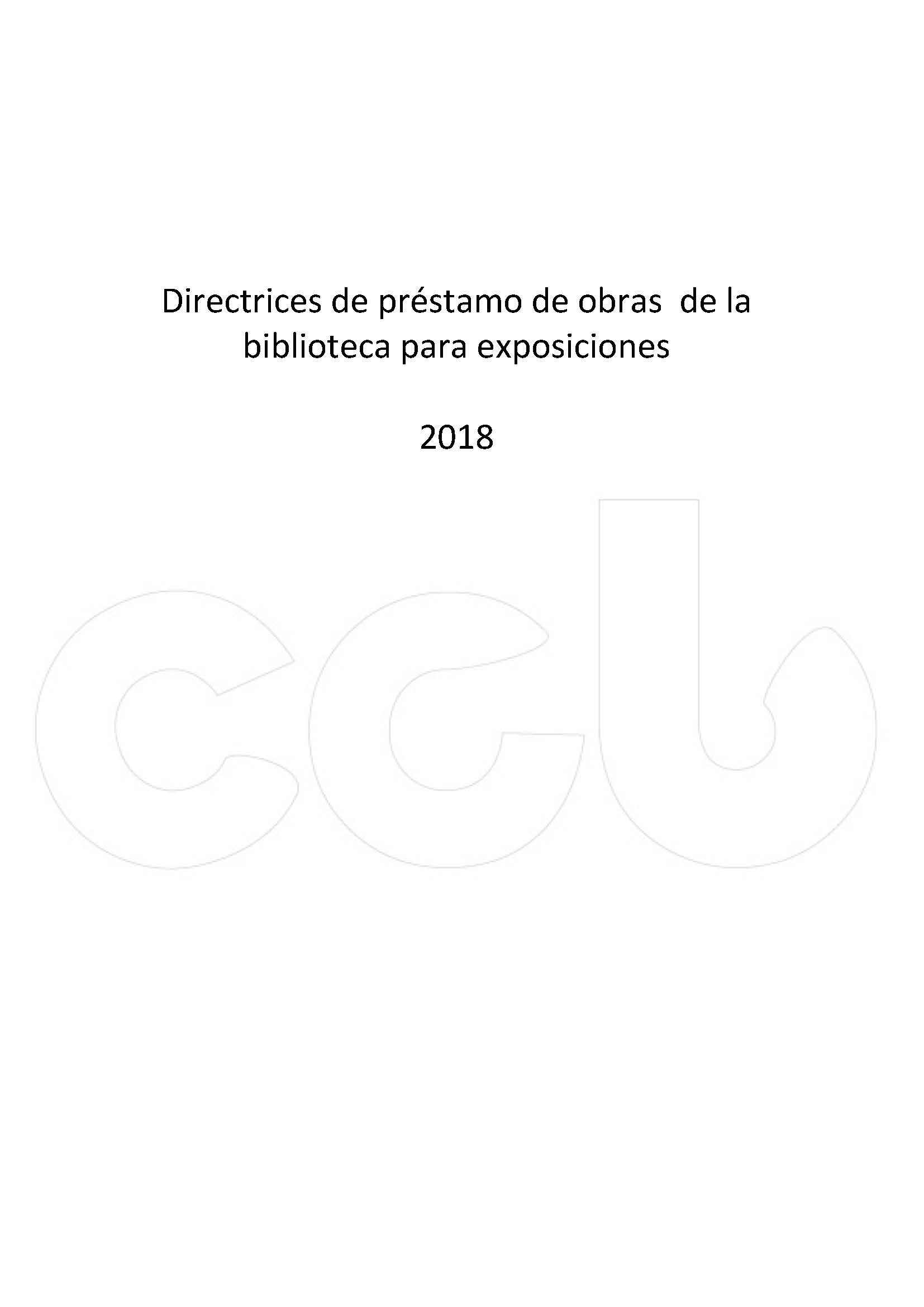 Imagen de portada del libro Directrices de préstamo de obras de la biblioteca para exposiciones 2018