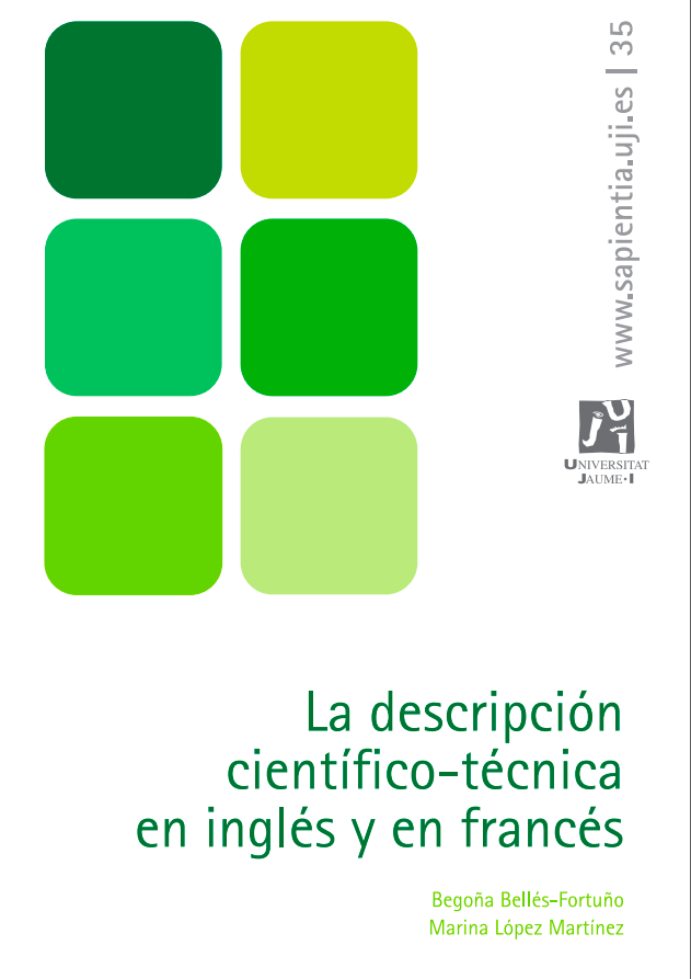 Imagen de portada del libro La descripción científico-técnica en inglés y en francés