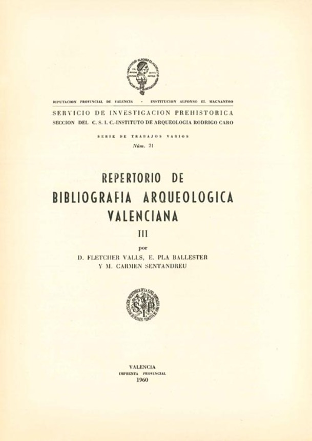 Imagen de portada del libro Repertorio de Bibliografía Arqueológica Valenciana