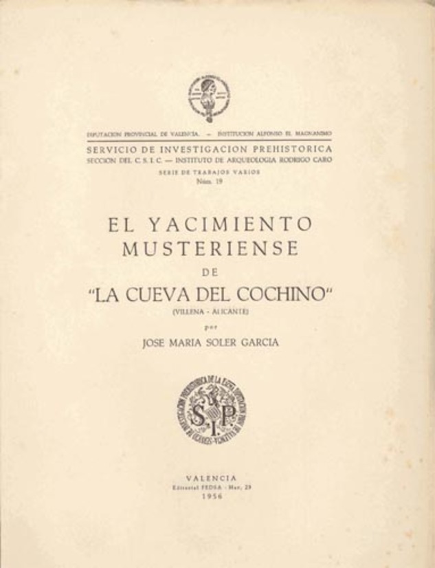 Imagen de portada del libro El yacimiento musteriense de la Cueva del Cochino (Villena, Alicante)