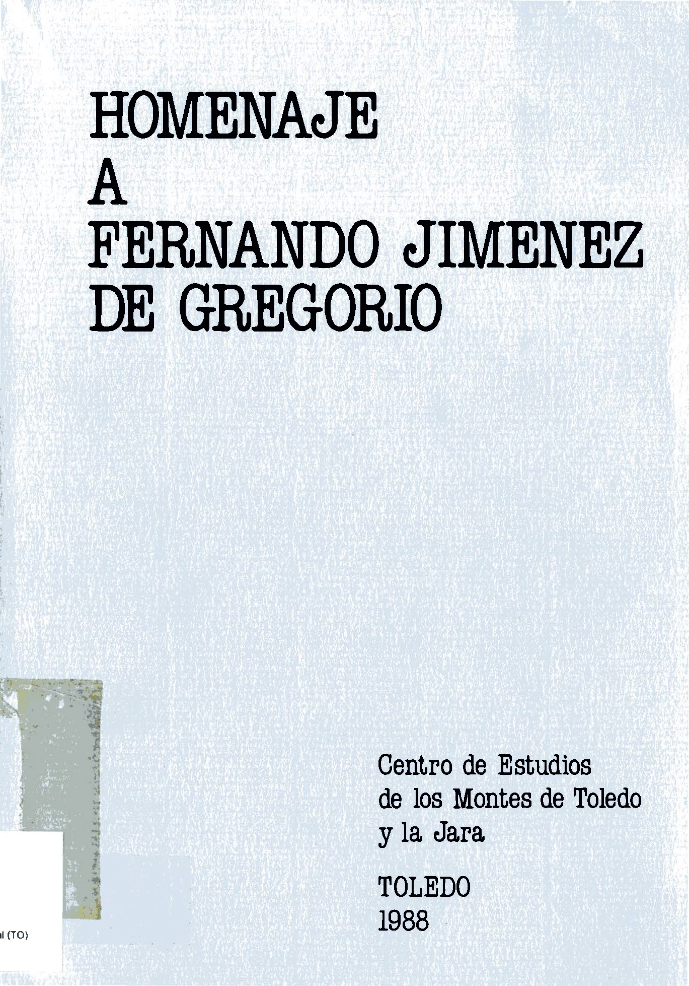 Imagen de portada del libro Homenaje a D. Fernando Jiménez de Gregorio