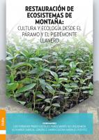 Imagen de portada del libro Restauración de ecosistemas de montaña: cultura y ecología desde el páramo y el Piedemonte Llanero