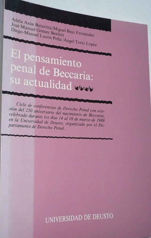 Imagen de portada del libro El pensamiento penal de Beccaria