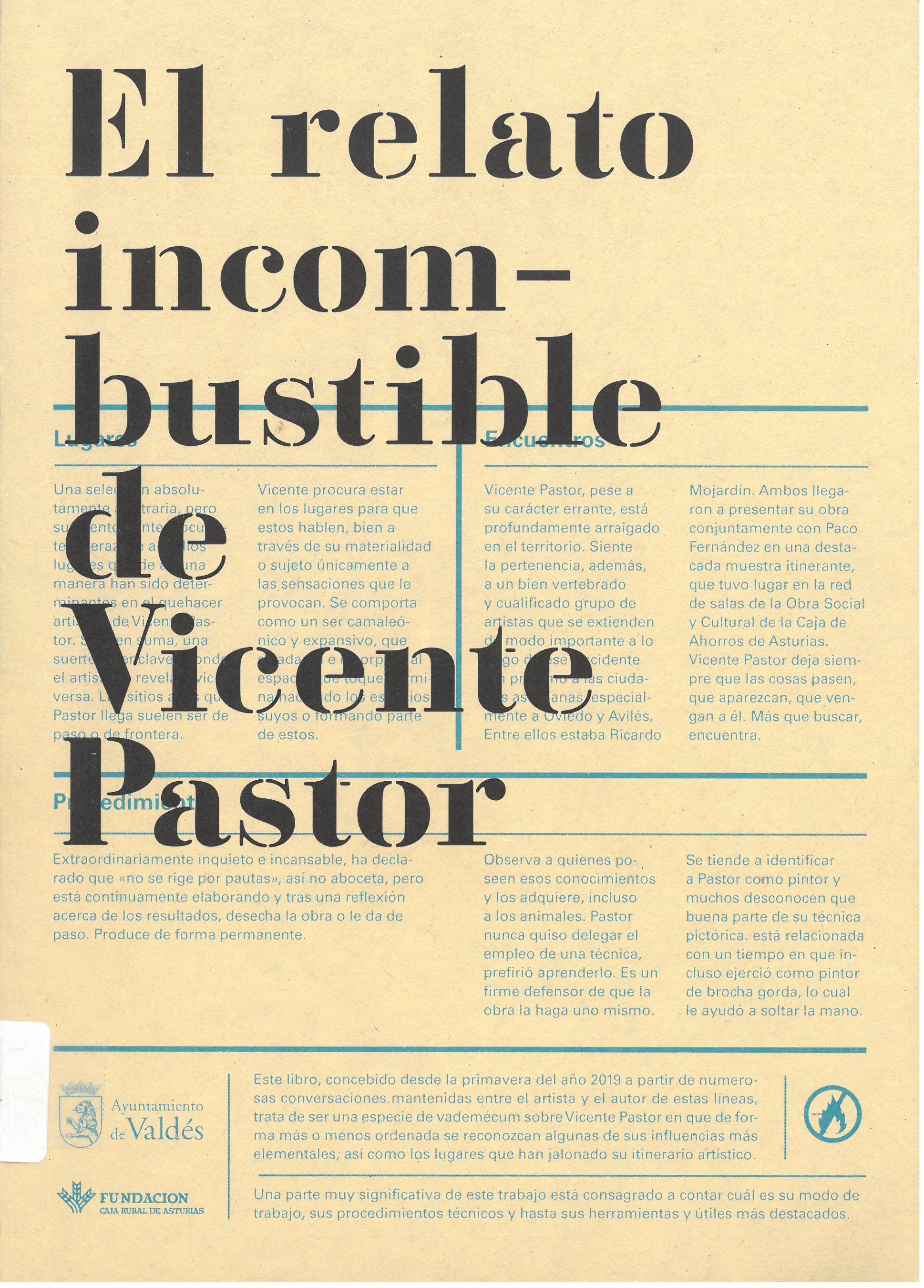 Imagen de portada del libro El relato incombustible de Vicente Pastor