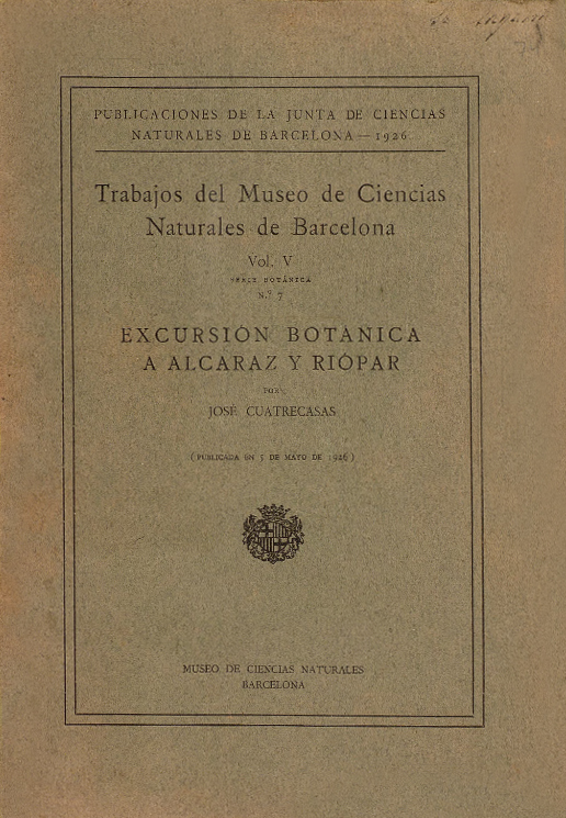 Imagen de portada del libro Excursión botánica a Alcaraz y Riópar