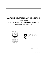 Imagen de portada del libro Análisis del programa de gestión solidaria y equitativa de libros de texto y material didáctico del Gobierno Vasco