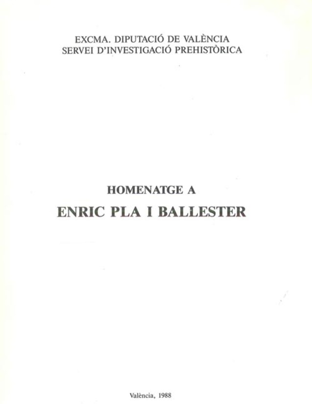 Imagen de portada del libro Homenatge a Enric Pla i Ballester (21 d'abril d 1988)