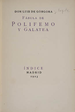 Imagen de portada del libro Fábula de Polifemo y Galatea