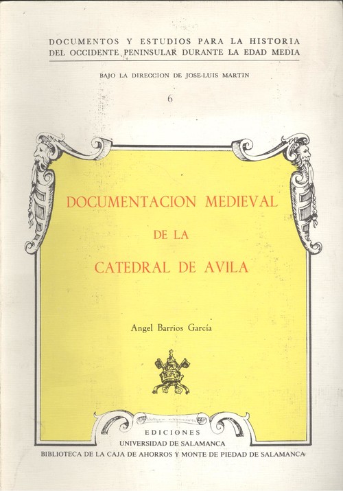 Imagen de portada del libro Documentación medieval de la Catedral de Ávila