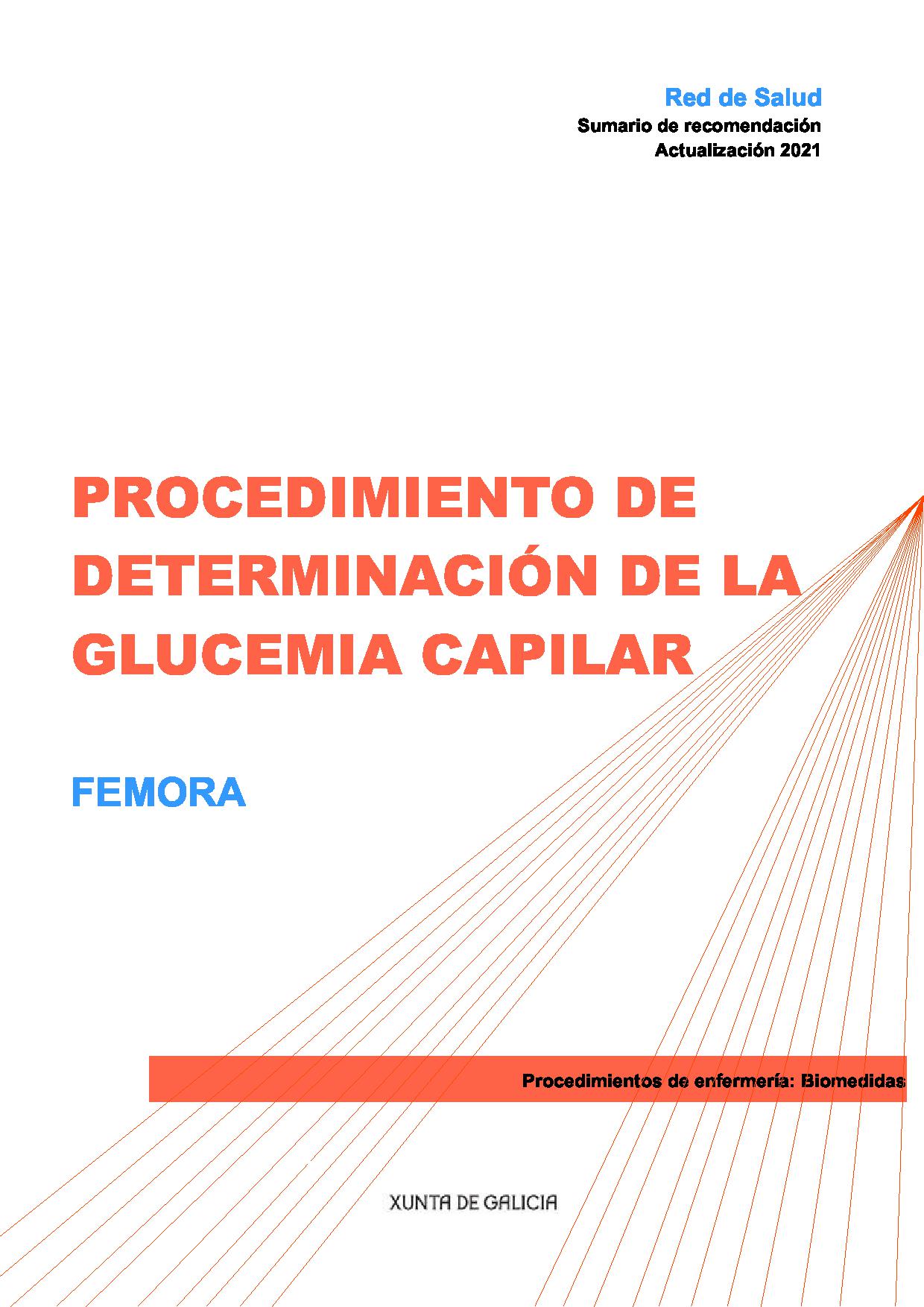 Imagen de portada del libro Procedimiento de determinación de la glucemia capilar FEMORA. Actualización 2021