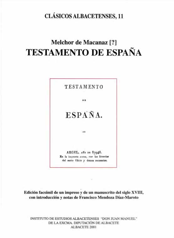 Imagen de portada del libro Testamento de España