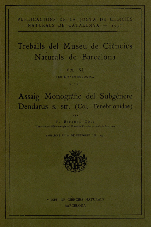 Imagen de portada del libro Assaig monogràfic del subgènere Dendarus s. str. (Col. Tenebrionidae)