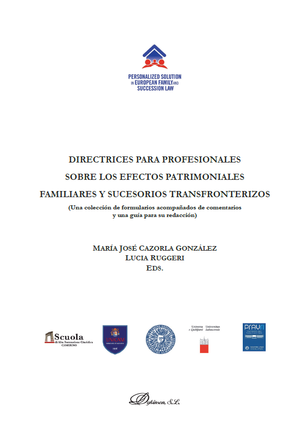 Imagen de portada del libro Directrices para profesionales sobre los efectos patrimoniales familiares y sucesorios transfronterizos