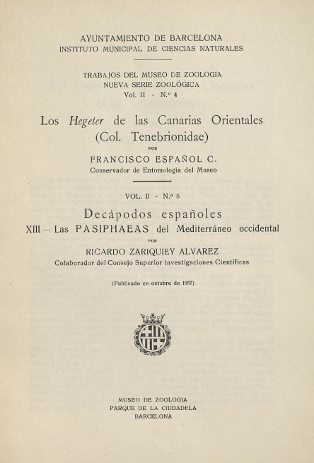Imagen de portada del libro Los Hegeter de las Canarias orientales (Col. Tenebrionidae)