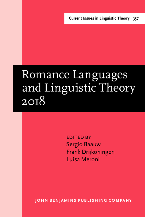 Imagen de portada del libro Romance Languages and Linguistic Theory 2018