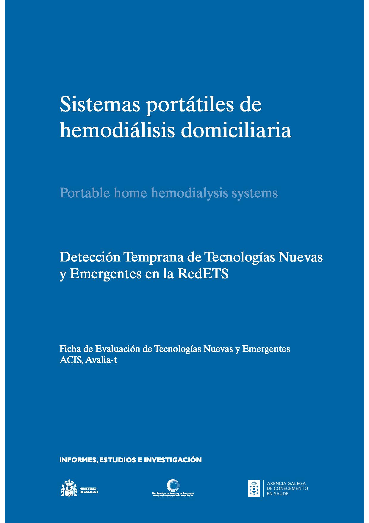 Imagen de portada del libro Sistemas portátiles de hemodiálisis domiciliaria