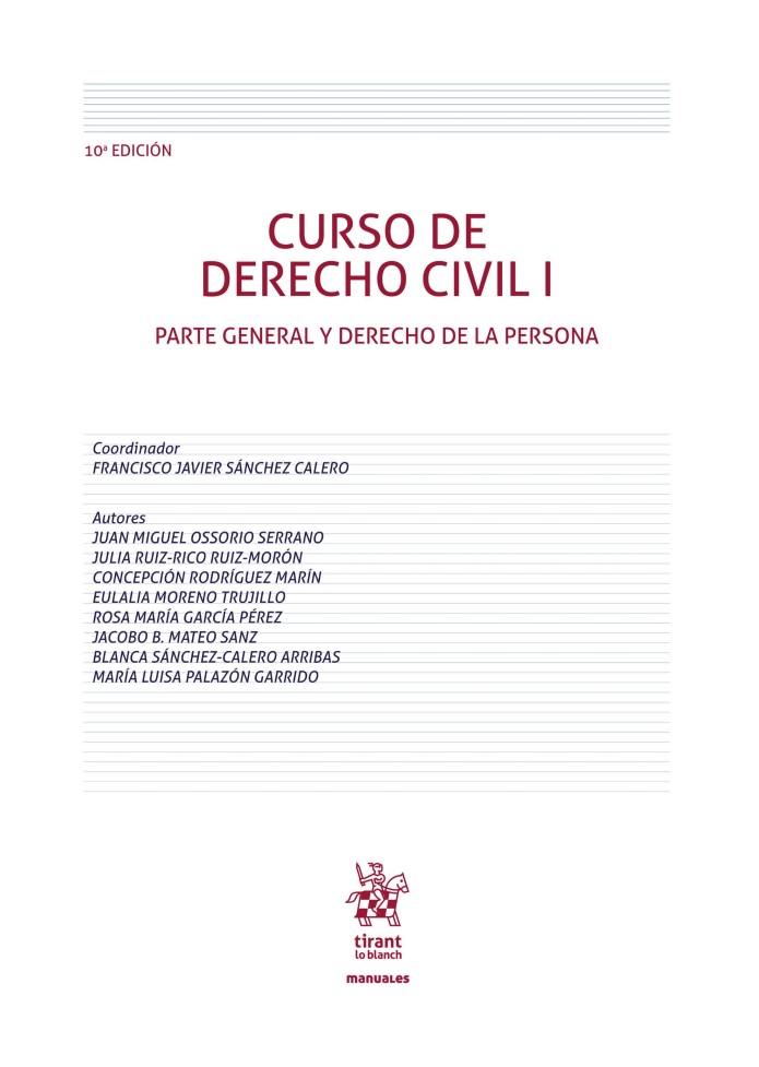 Imagen de portada del libro Curso de Derecho Civil I.