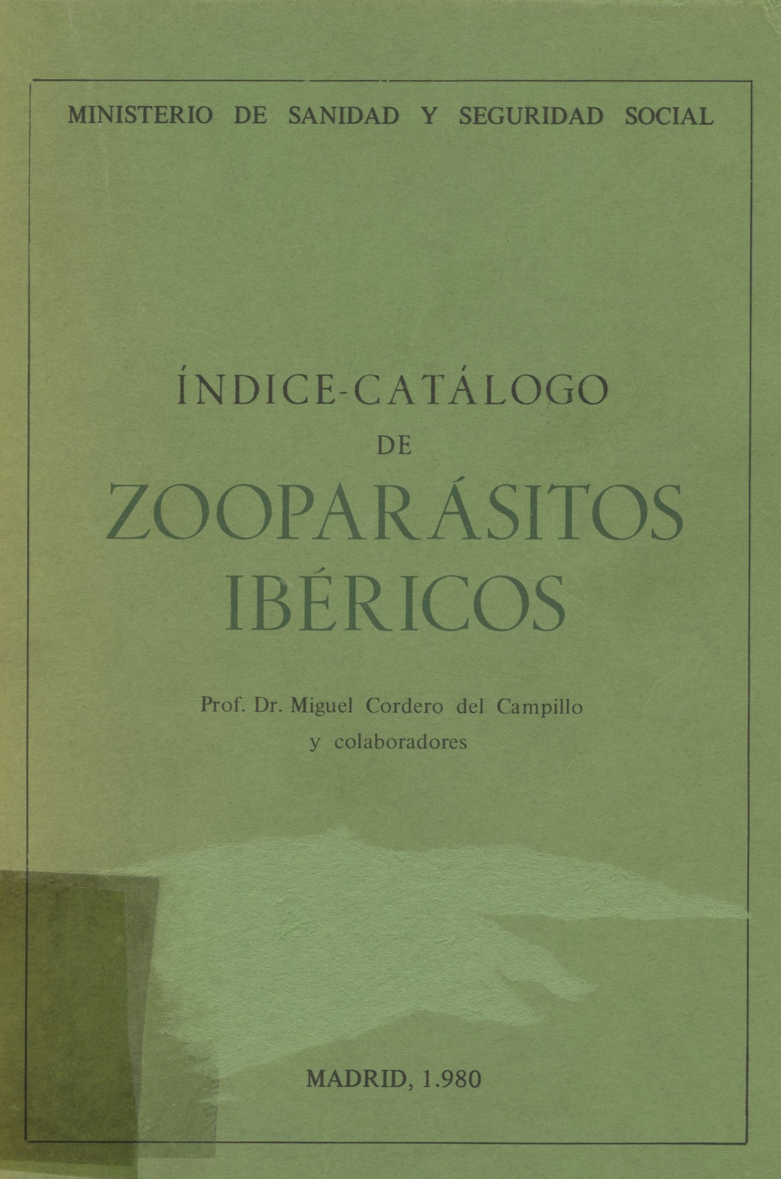 Imagen de portada del libro Índice-Catálogo de Zooparásitos ibéricos