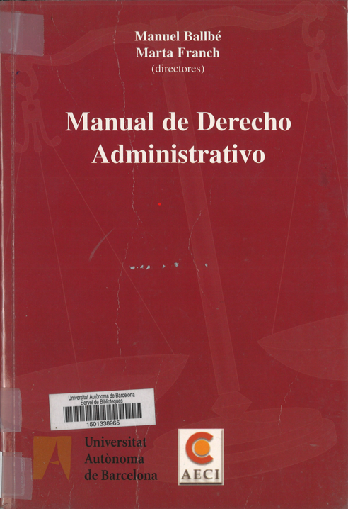 Imagen de portada del libro Manual de derecho administrativo