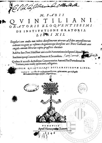 Imagen de portada del libro M. Fabii Quintiliani ... De Institutione oratoria libri XII ...