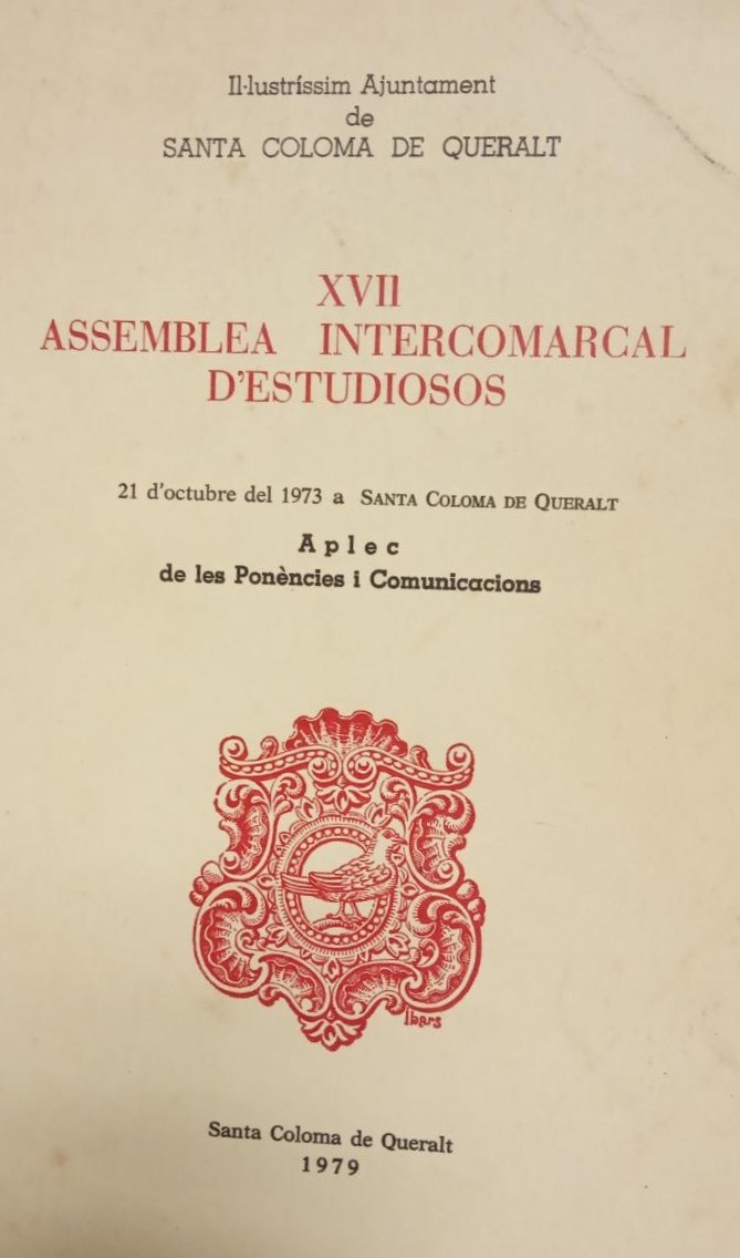 Imagen de portada del libro XVII Assemblea Intercomarcal d'estudiosos