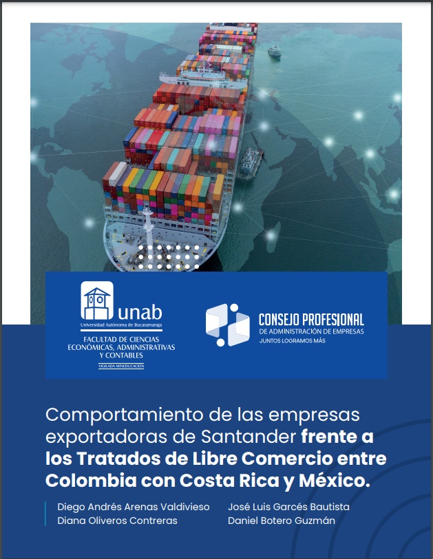 Imagen de portada del libro Comportamiento de las empresas exportadoras de Santander frente a los Tratados de Libre Comercio en Colombia con Costa Rica y México