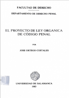 Imagen de portada del libro El proyecto de ley orgánica de código penal