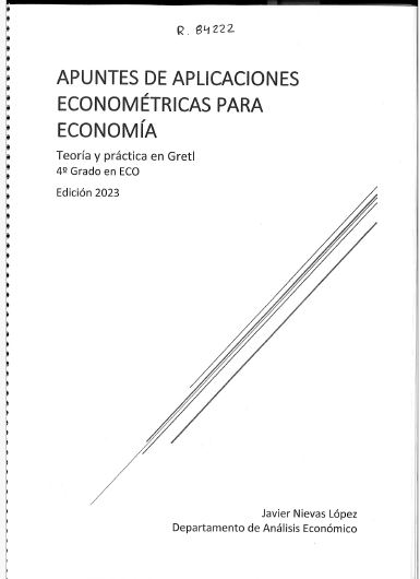 Imagen de portada del libro Apuntes de aplicaciones econométricas para Economía