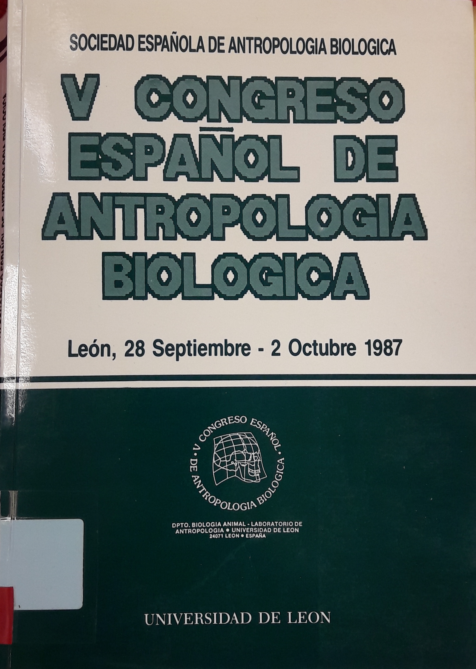 Imagen de portada del libro V Congreso Español de Antropología Biológica