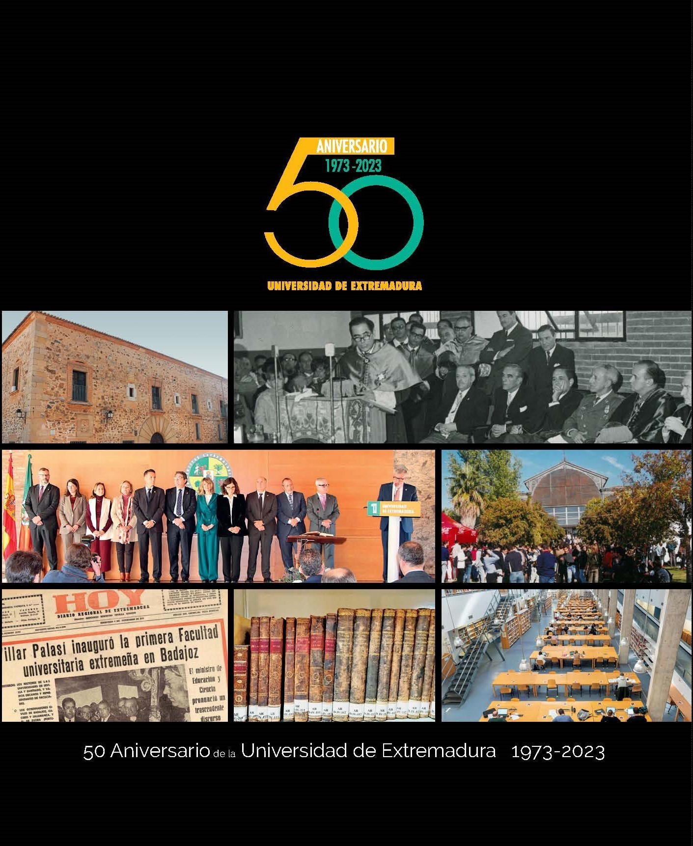 Imagen de portada del libro 50 Aniversario de la Universidad de Extremadura 1973-2023