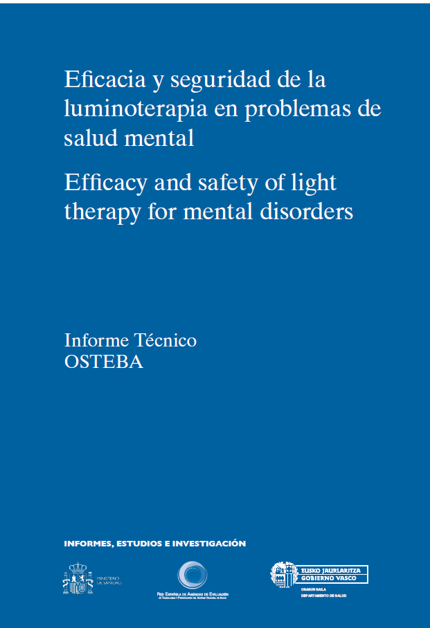 Imagen de portada del libro Eficacia y seguridad de la luminoterapia en problemas de salud mental
