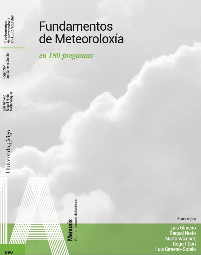 Imagen de portada del libro Fundamentos de Meteoroloxía en 180 preguntas